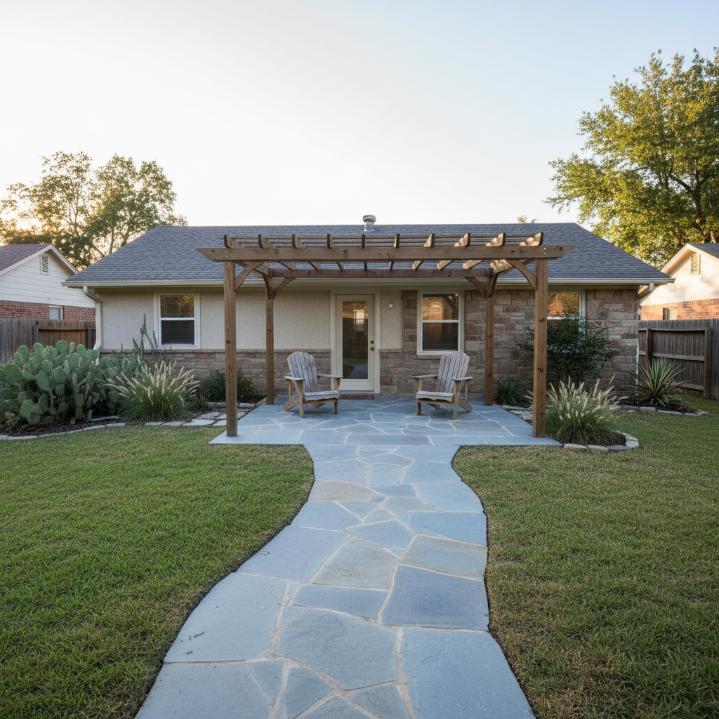 Cedar Park Flagstone Patio & Pergola